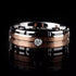 Men 8mm Titanium 2-Tone Brushed Rose Gold Zircon Inlay Comfort-Fit Wedding Band